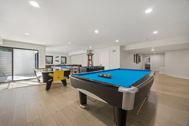 2110 Pfingsten Rd, Northbrook, IL 60062 - recreation room with light wood-style floors, billiards, and recessed lighting