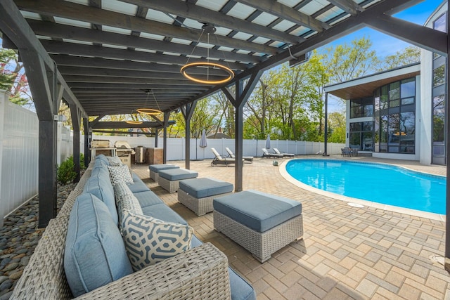 2110 Pfingsten Rd, Northbrook, IL 60062 - view of swimming pool featuring an outdoor hangout area, a fenced backyard, and a patio area
