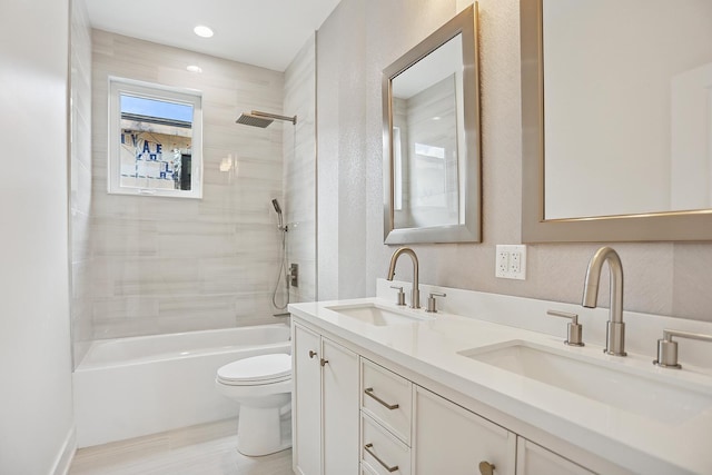 5041 N Octavia Ave, Harwood Heights, IL 60706 - full bathroom with double vanity and shower / tub combination