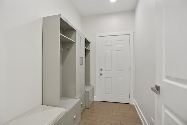 5041 N Octavia Ave, Harwood Heights, IL 60706 - mudroom featuring baseboards and wood finish floors