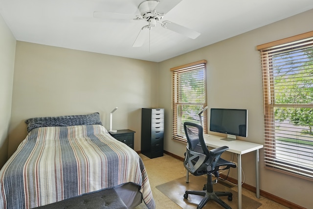 1844 Slippery Rock Rd, Naperville, IL 60565 - bedroom with light carpet, multiple windows, a desk, and a ceiling fan