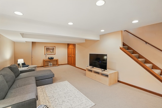1844 Slippery Rock Rd, Naperville, IL 60565 - carpeted living room with recessed lighting and stairs