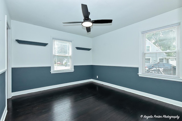 482 S Alfred Ave, Elgin, IL 60123 - empty room with dark wood-style flooring and ceiling fan