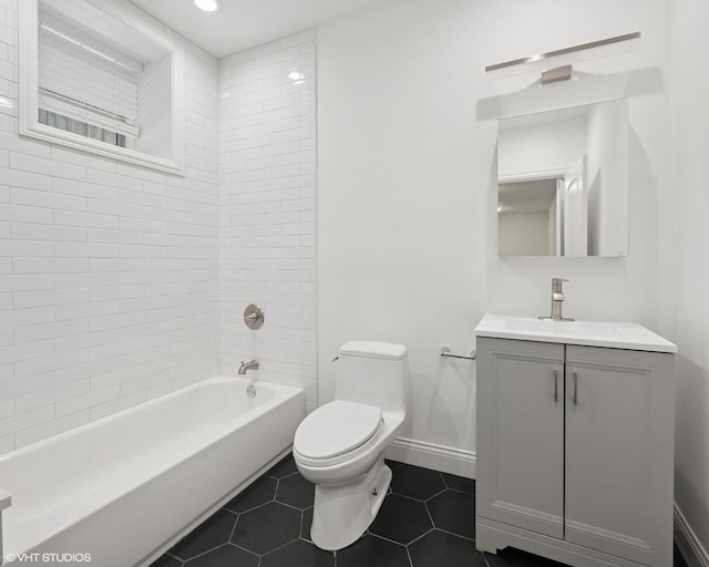 506 W Oakdale Ave Unit 1, Chicago, IL 60657 - bathroom featuring vanity, tile patterned floors, bathtub / shower combination, and recessed lighting