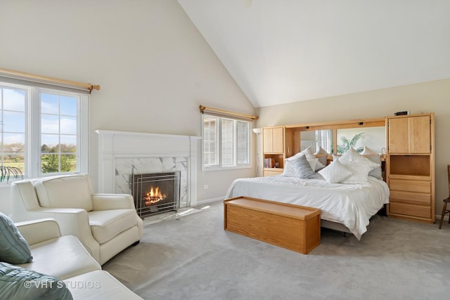10603 Royal Porthcawl Dr, Naperville, IL 60564 - carpeted bedroom featuring a premium fireplace and high vaulted ceiling