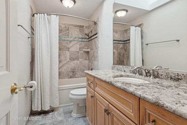 10603 Royal Porthcawl Dr, Naperville, IL 60564 - bathroom with a skylight, vanity, and shower / bath combo with shower curtain