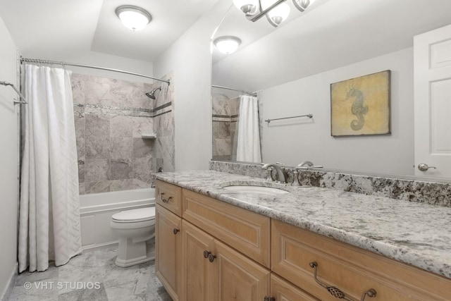 10603 Royal Porthcawl Dr, Naperville, IL 60564 - bathroom with vanity, shower / bath combo, and marble look tile flooring