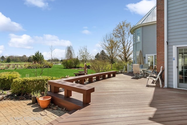 10603 Royal Porthcawl Dr, Naperville, IL 60564 - wooden terrace featuring a lawn