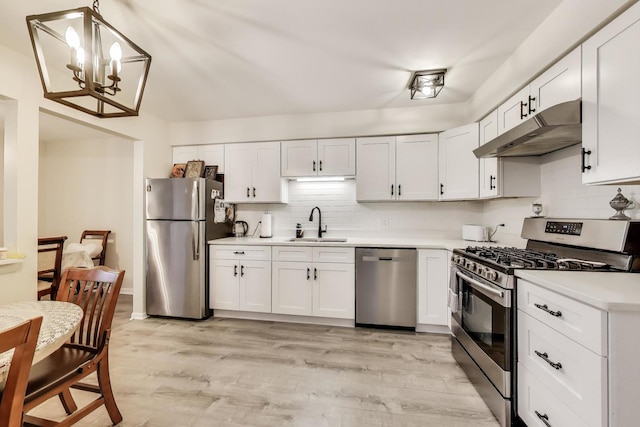 206 Country Ln, Des Plaines, IL 60016 - kitchen featuring stainless steel appliances, under cabinet range hood, decorative backsplash, and light countertops