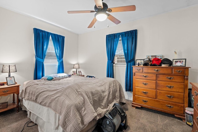 1508 N River Rd, Mchenry, IL 60051 - bedroom with dark colored carpet, ceiling fan, and cooling unit