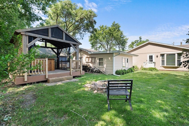 1508 N River Rd, Mchenry, IL 60051 - back of house with a gazebo, a deck, and a lawn