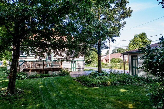 14723 Kildare Ave, Midlothian, IL 60445 - view of green lawn featuring a wooden deck