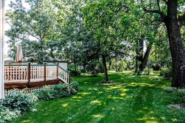 14723 Kildare Ave, Midlothian, IL 60445 - view of grassy yard with a wooden deck