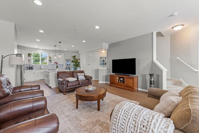 6308 Main St, Woodridge, IL 60517 - living room with recessed lighting and light wood finished floors