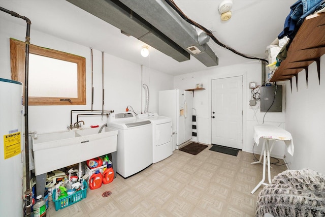 7542 Mason Ave, Burbank, IL 60459 - laundry room with water heater, electric panel, and washing machine and dryer