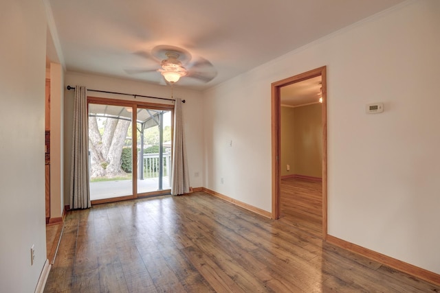 1806 New High St, Rock Falls, IL 61071 - unfurnished room with ceiling fan, wood-type flooring, and crown molding