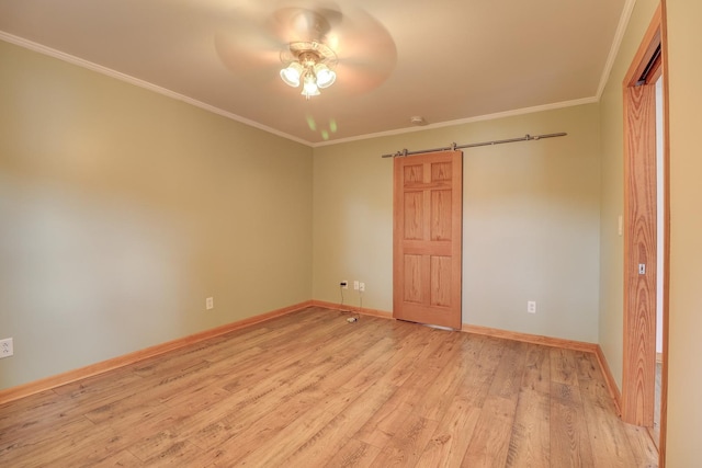 1806 New High St, Rock Falls, IL 61071 - unfurnished bedroom featuring light wood-type flooring, ornamental molding, and a ceiling fan