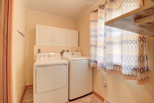 1806 New High St, Rock Falls, IL 61071 - washroom with cabinet space, washer and dryer, and ornamental molding