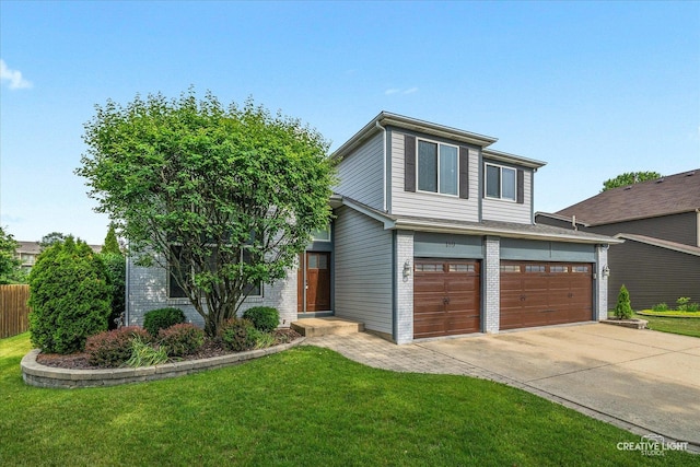 189 Cross St, Sugar Grove, IL 60554 - view of front of house with concrete driveway, a garage, and brick siding
