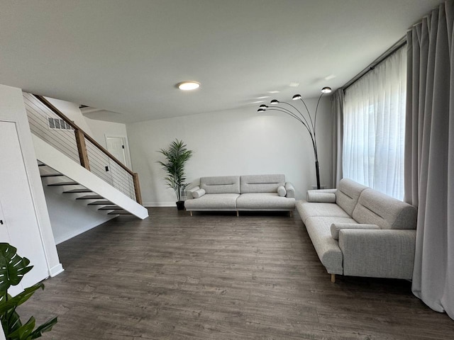 1805 Marquette Ln, Hoffman Estates, IL 60169 - living room featuring stairway and dark wood-style floors