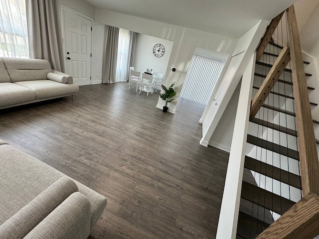 1805 Marquette Ln, Hoffman Estates, IL 60169 - living area with stairway and dark wood-type flooring