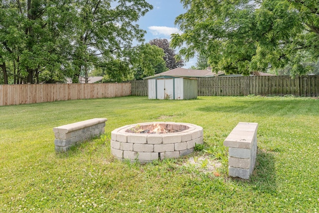148 E Francis Rd, New Lenox, IL 60451 - fenced backyard with a storage unit and an outdoor fire pit