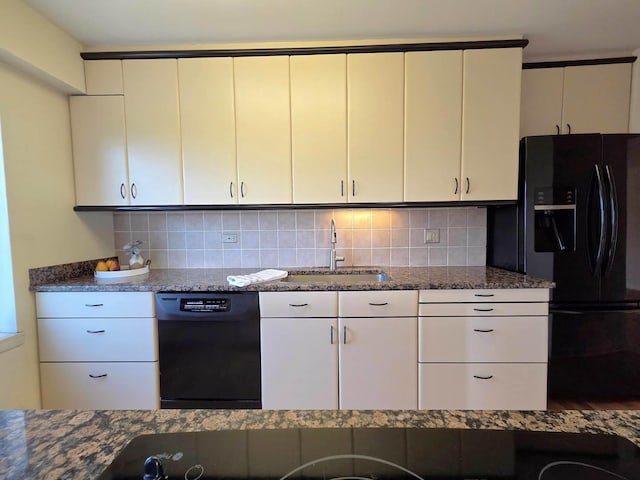 6833 N Kedzie Ave Unit 816, Chicago, IL 60645 - kitchen featuring black appliances, dark stone counters, and backsplash