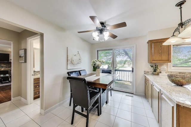 4116 N Terramere Ave, Arlington Heights, IL 60004 - dining room with plenty of natural light, ceiling fan, and light tile patterned floors