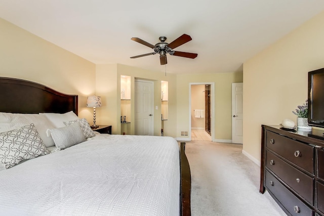4116 N Terramere Ave, Arlington Heights, IL 60004 - bedroom featuring light colored carpet, ceiling fan, and ensuite bathroom