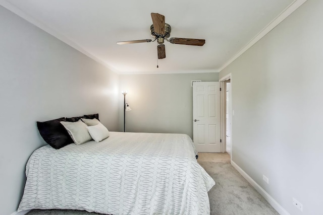 4116 N Terramere Ave, Arlington Heights, IL 60004 - bedroom with ornamental molding, light colored carpet, and a ceiling fan