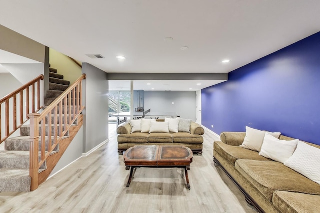 4116 N Terramere Ave, Arlington Heights, IL 60004 - living area with wood finished floors, stairway, and recessed lighting