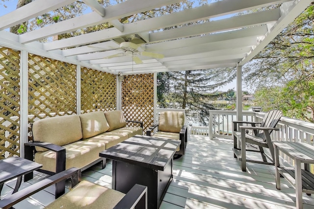 4116 N Terramere Ave, Arlington Heights, IL 60004 - wooden deck with outdoor lounge area and a ceiling fan