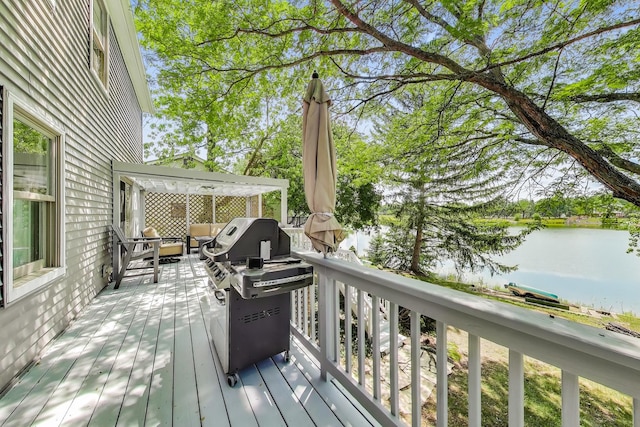 4116 N Terramere Ave, Arlington Heights, IL 60004 - deck featuring a water view, a grill, and a pergola