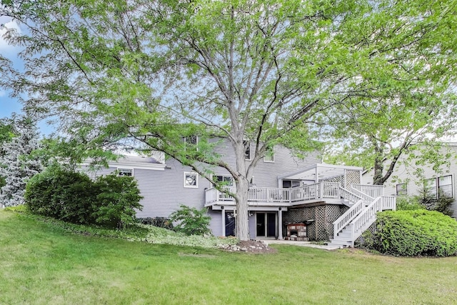 4116 N Terramere Ave, Arlington Heights, IL 60004 - back of house with a wooden deck, stairway, and a yard