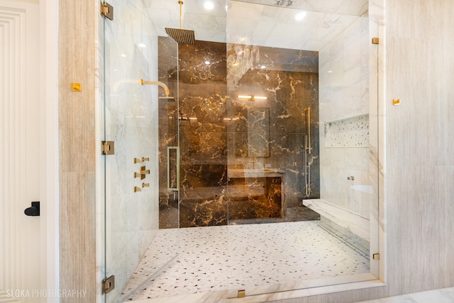 219 Lincoln Dr, Glencoe, IL 60022 - bathroom featuring a marble finish shower