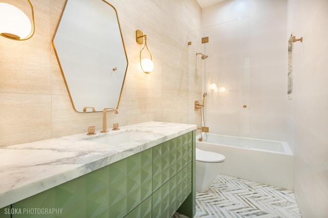 219 Lincoln Dr, Glencoe, IL 60022 - full bath featuring tile walls, vanity, and bathing tub / shower combination