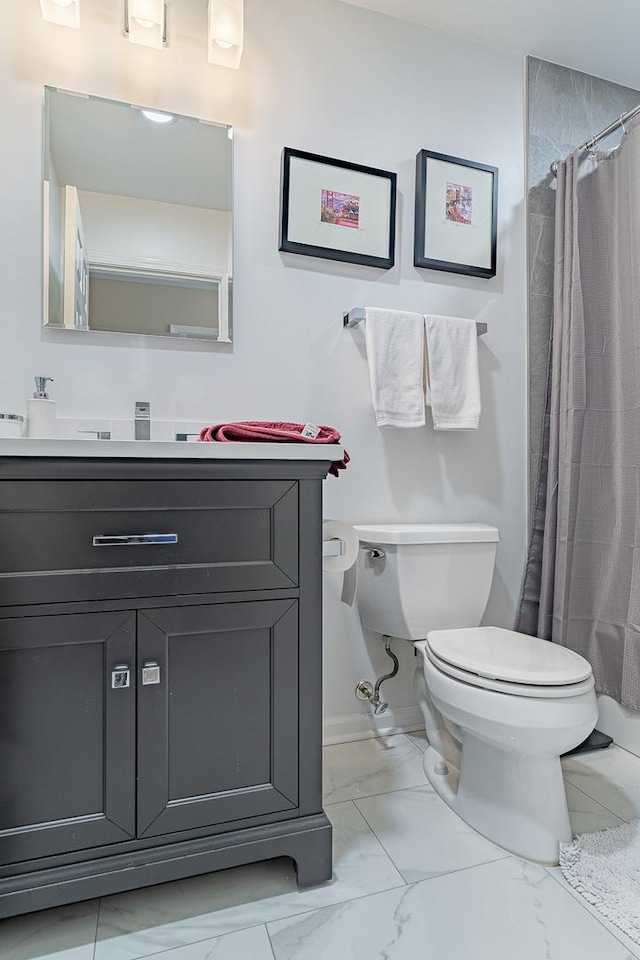 962 Thompson Blvd, Buffalo Grove, IL 60089 - full bathroom with marble finish floors, vanity, and a shower with curtain