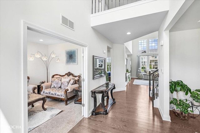 4327 Conifer Rd, Naperville, IL 60564 - corridor with a towering ceiling and wood finished floors