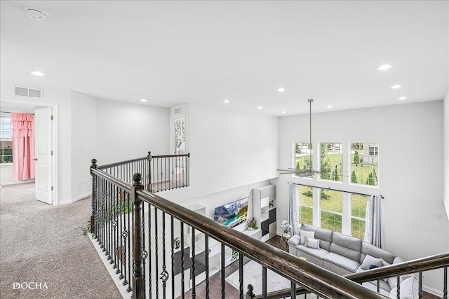 4327 Conifer Rd, Naperville, IL 60564 - corridor featuring recessed lighting, carpet, and an upstairs landing