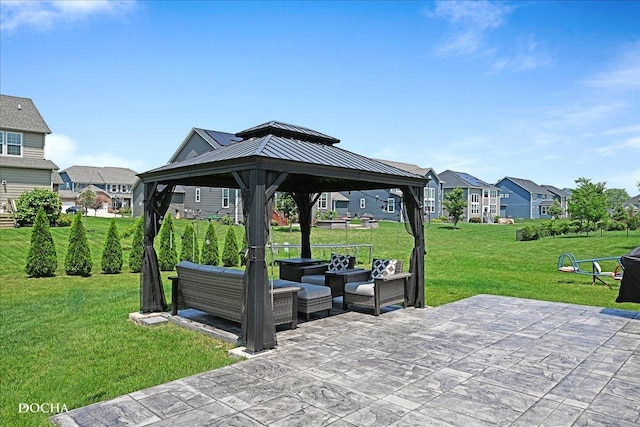 4327 Conifer Rd, Naperville, IL 60564 - view of patio with a gazebo, outdoor lounge area, and a residential view