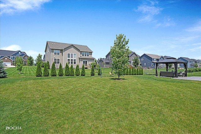4327 Conifer Rd, Naperville, IL 60564 - view of front facade featuring a gazebo, a front yard, and a residential view