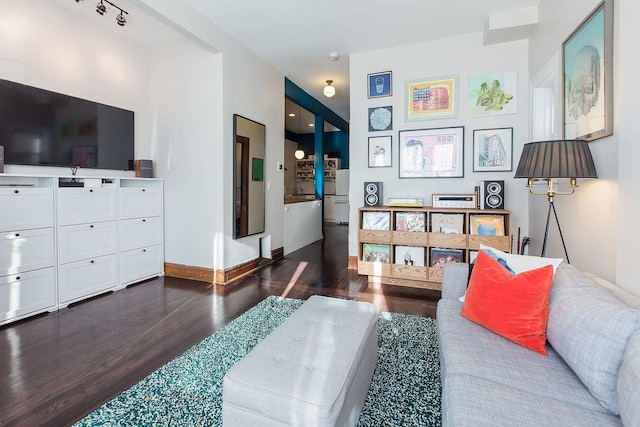 2340 W 19th St, Chicago, IL 60608 - living room featuring dark wood finished floors and baseboards