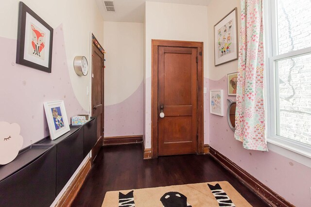 2340 W 19th St, Chicago, IL 60608 - hall featuring dark wood-style flooring and baseboards