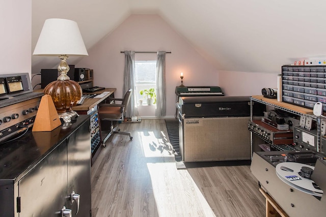 2340 W 19th St, Chicago, IL 60608 - office area with wood finished floors and vaulted ceiling