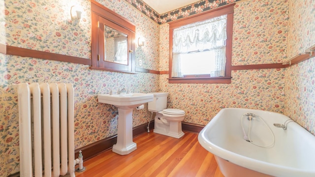 531 E Joliet St, Crown Point, IN 46307 - bathroom with radiator, wood finished floors, and a bathtub