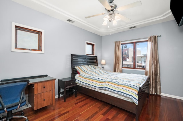 1031 N Mozart St Unit 2, Chicago, IL 60622 - bedroom with dark wood finished floors, a ceiling fan, and a desk