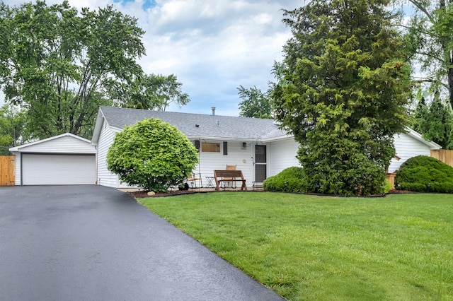 16430 S 89th Ave, Orland Park, IL 60462 - view of front of house with a garage, an outdoor structure, a front lawn, and a shingled roof