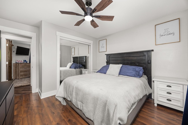 16430 S 89th Ave, Orland Park, IL 60462 - bedroom with a closet, dark wood-style floors, and a ceiling fan