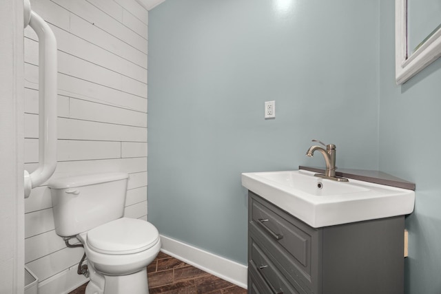16430 S 89th Ave, Orland Park, IL 60462 - half bath with vanity, wood finished floors, and wood walls