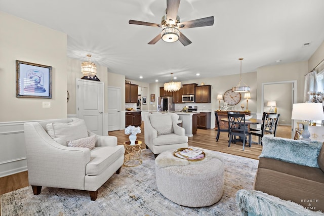 1106 Crestview Ln, Pingree Grove, IL 60140 - living room featuring light wood finished floors and ceiling fan
